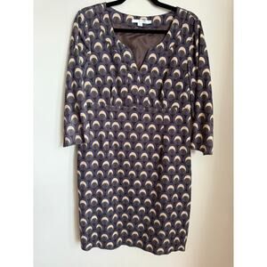 Boden Peacock Print Wide Wale Corduroy Dress Tagged 10R (Altered To Petite Fit)